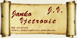 Janko Vjetrović vizit kartica